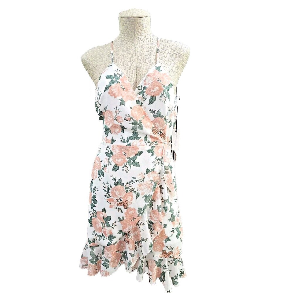 Lovers + Friends Gigi Wrap Dress Pink Floral Cocktail Feminine‎ Medium NEW NWT